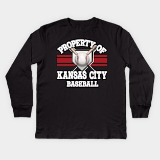 Proud Name Kansas City Graphic Property Vintage Baseball Kids Long Sleeve T-Shirt